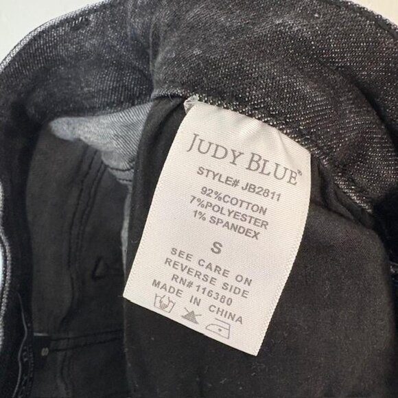 Judy Blue Denim Skirt Womens Small Black Wash Raw Frayed Hem Stretch JB2811 - Picture 5 of 7
